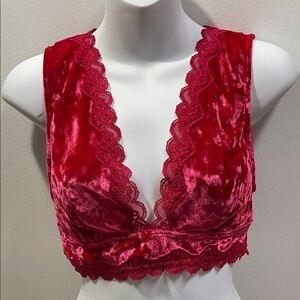Velvet & Lace Cherry Red Bralette INC International Concepts Size M Valentines